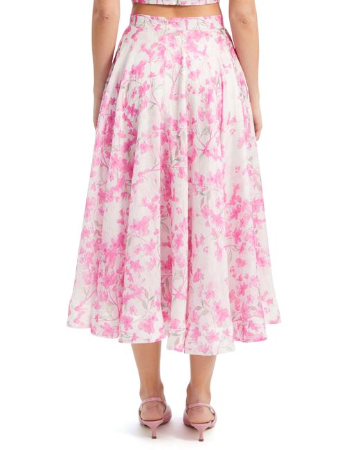 Bardot Pink Mirabelle Floral Print Midi Skirt