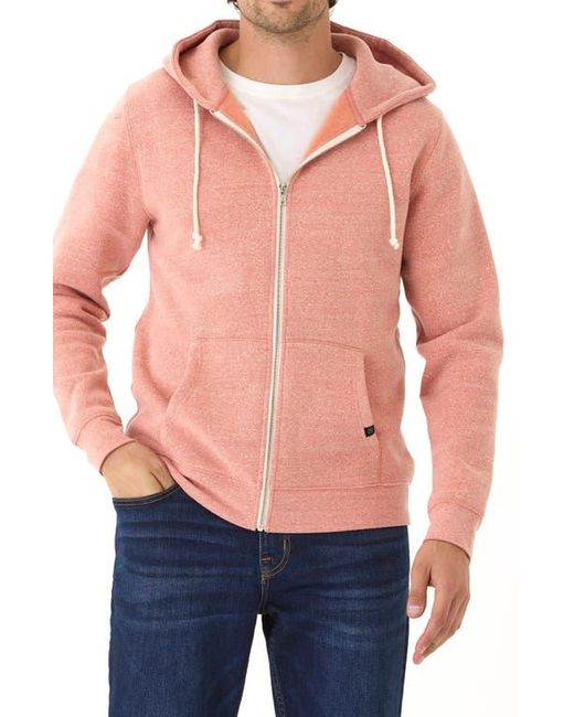 Threads For Thought Blue Trim Fit Heathered Fleece Zip Hoodie for men