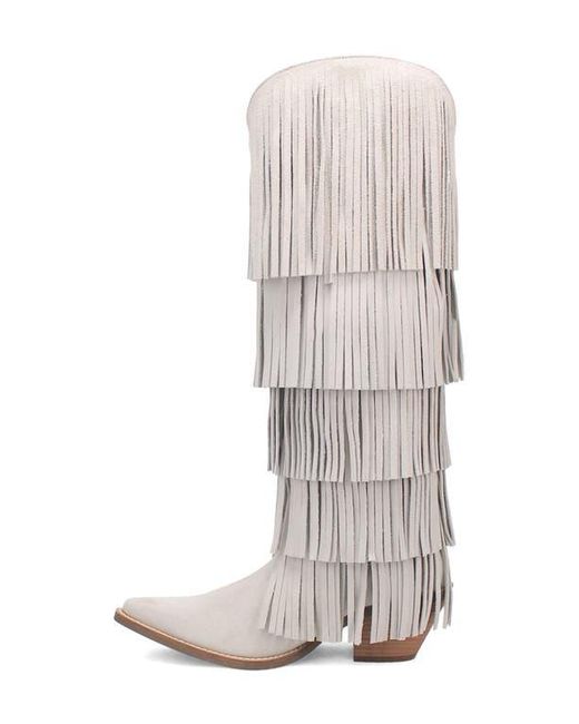 Dingo White Wild Child Fringe Knee High Western Boot