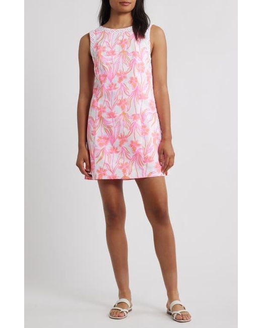Lilly Pulitzer Sadie Lace Trim Cotton Shift Romper in Pink | Lyst