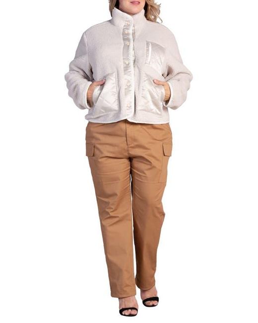 Standards & Practices Natural Zozo Satin Panel Faux Shearling Jacket