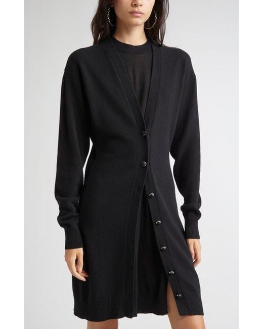 Rabanne Black Layered Look Wool Blend Sweater Dress