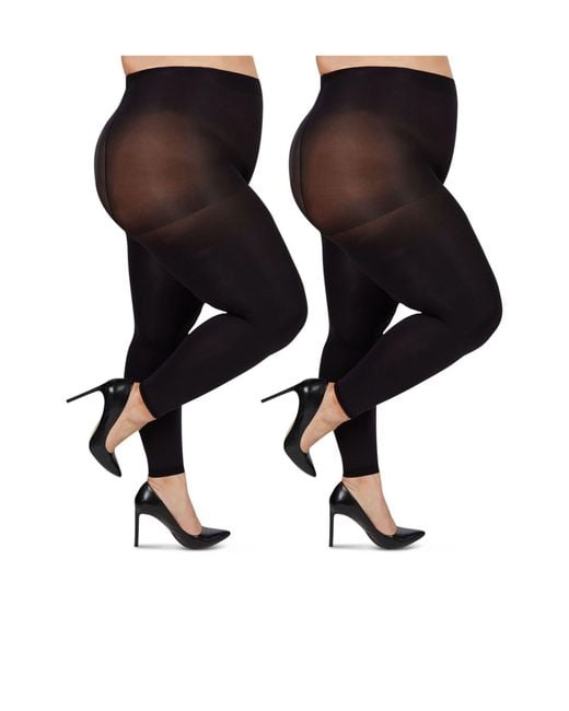 Memoi Black 2-Pack Footless Tights