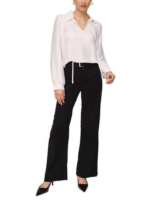 Bella Dahl White Tie Neck Raglan Top