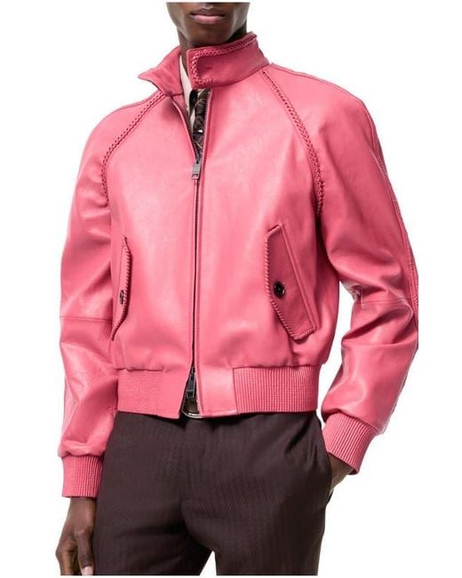 Burberry Red Leather Locksley Jacket for men