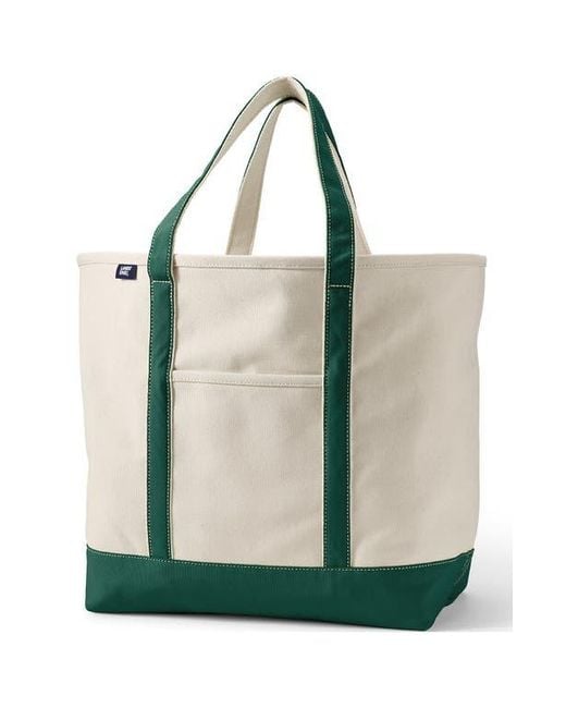 Lands' End Green Open Top Canvas Tote Bag