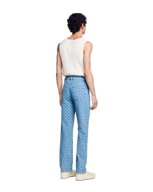 Sandro Blue Regular-Fit Square Cross Jeans for men