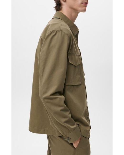 Mango Green Regular Fit Lyocell & Cotton Jacket for men