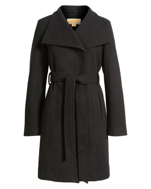 Michael Kors Black Belted Coat With Oversize Collar