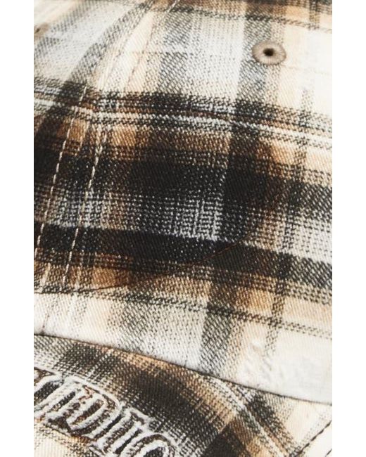 Acne Metallic Distressed Plaid Adjustable Baseball Cap