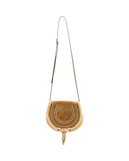 Chloé Metallic Medium Marcie Suede & Genuine Shearling Crossbody Bag
