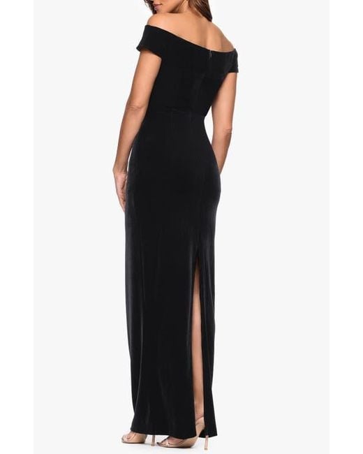 Xscape Evenings Black Off The Shoulder Velvet Gown
