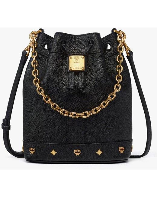 MCM Black Mini Pina Drawstring Bag