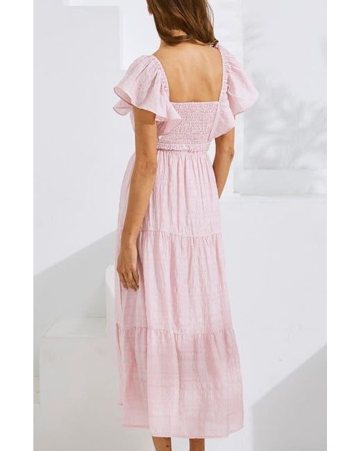 ANGEL MATERNITY Pink Baby Shower Ruffle Sleeve Maternity Dress