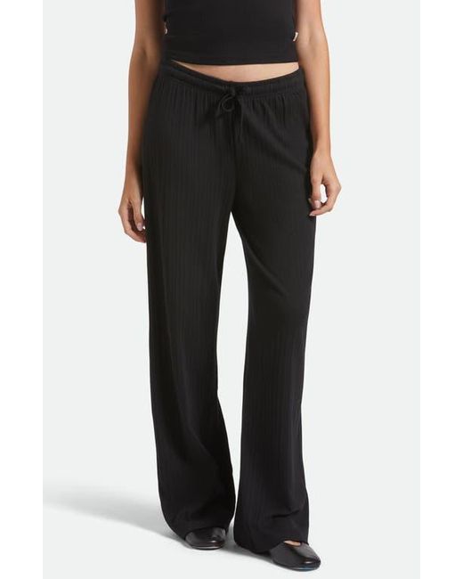 Brixton Black Cotton Pointelle Drawstring Pants