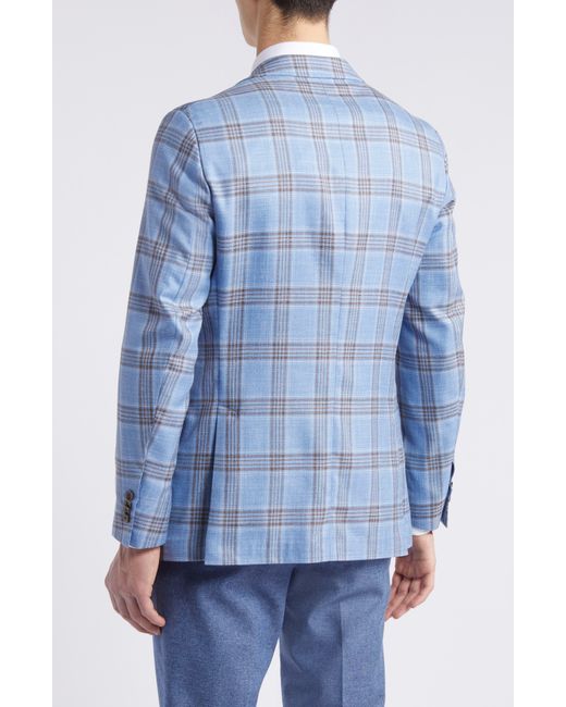 Peter Millar Blue Plaid Wool & Silk Blend Sport Coat for men