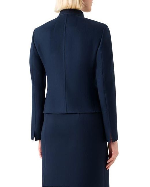 Akris Blue Fitted Virgin Wool Flannel Jacket