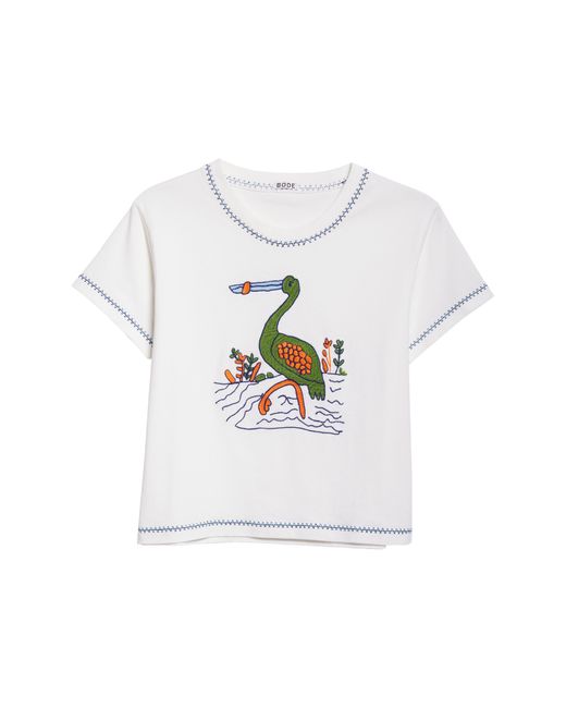 Bode White Embroidered Heron T-shirt
