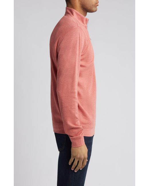 Peter Millar Pink Crown Comfort Piqué Quarter Zip Pullover for men