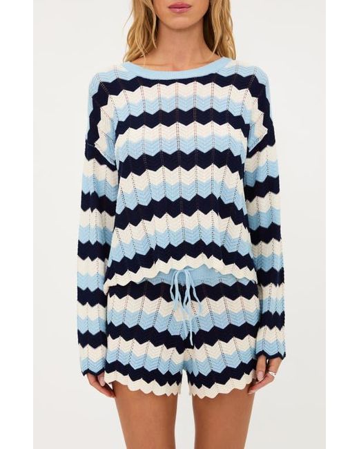Beach Riot Blue Beach Stripe Pointelle Cover-Up Sweater