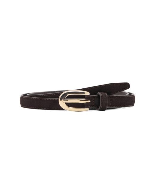 Mango Black Thin Suede Belt