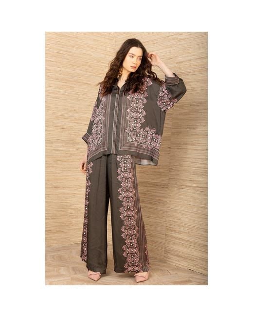 Hale Bob Brown Zaria Charmeuse Top