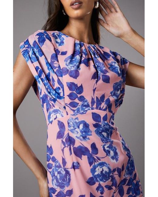 Coast Purple Cap Sleeve Floral Chiffon Midi Dress