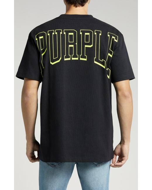 Purple Brand Black Oversize Heavyweight Cotton Jersey Graphic T-shirt for men