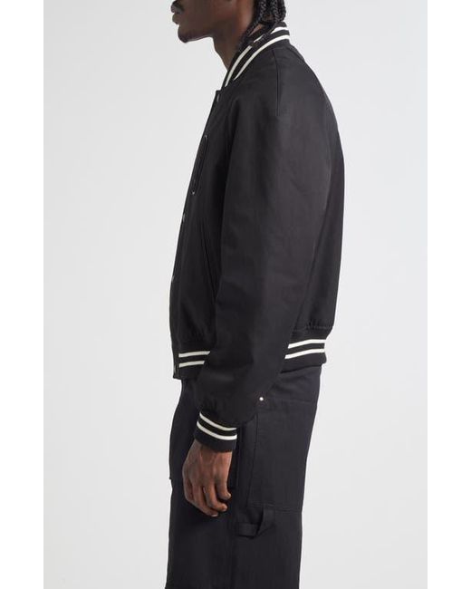 Alexander McQueen Black Skull Patch Varsity Bomber Jacket for men