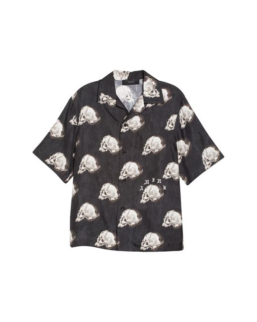 Amiri X Wes Lang Skull Print Silk Bowling Shirt in Black for Men Lyst