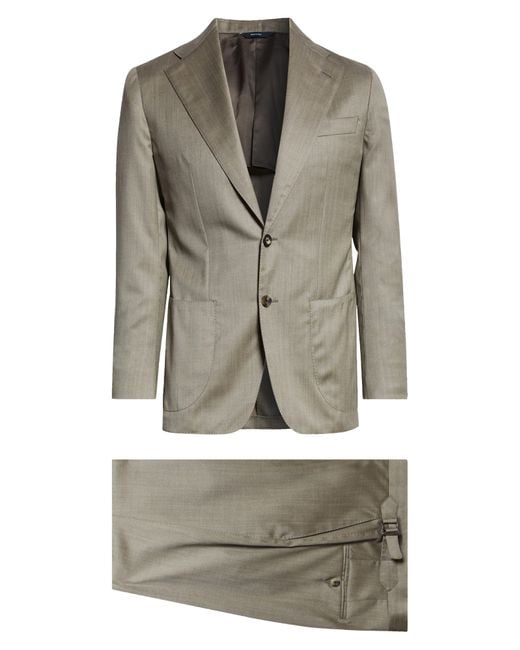 Thom Sweeney Gray Unstructured Wool & Silk Suit for men