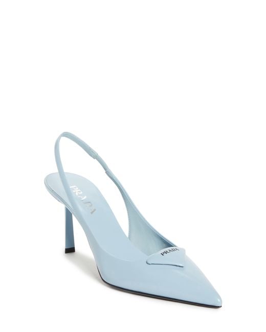 Prada Blue Modellerie Pointed Toe Slingback Pump