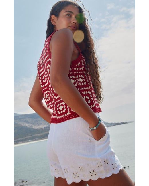 Next Embroidered Eyelet Linen Blend Shorts