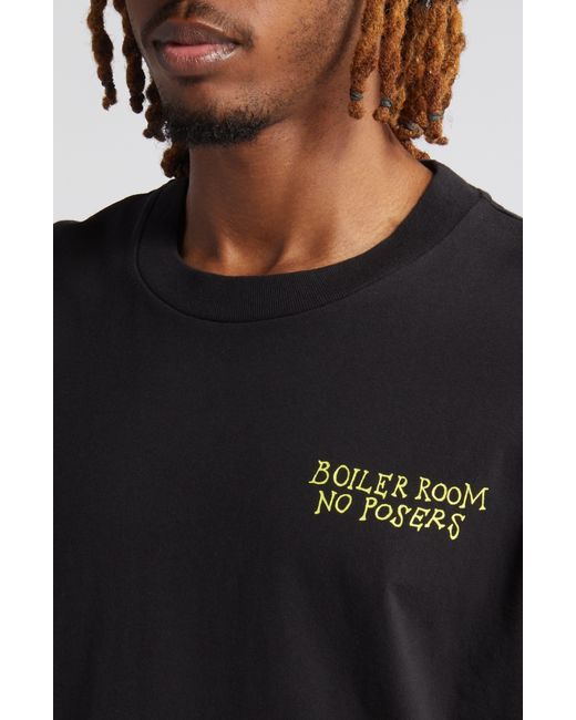 BOILER ROOM Black No Posers Cotton Graphic T-shirt for men