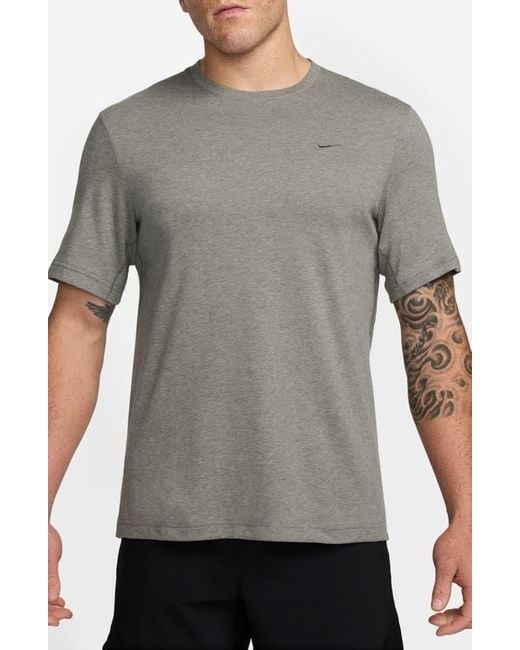 Nike Gray Primary Training Dri-Fit Short Sleeve T-Shirt for men