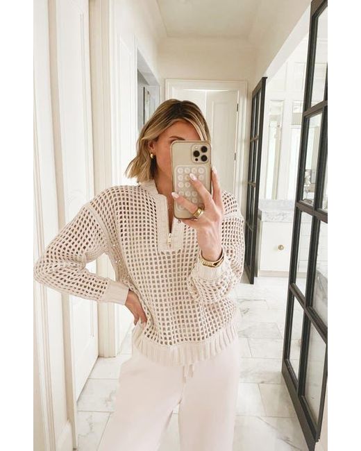 Splendid Natural X @Cellajaneblog Pointelle Half Zip Sweater