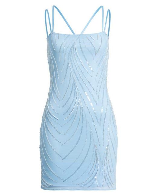 Jump Apparel Blue Sequin Detail Strappy Back Cocktail Minidress