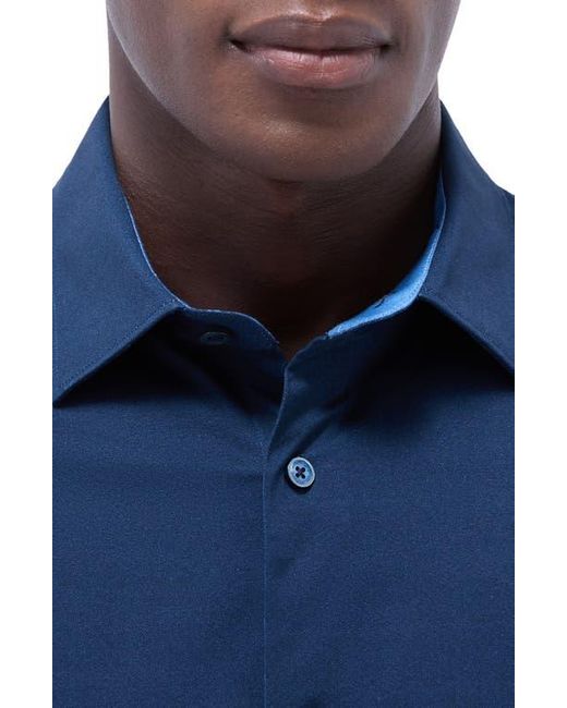 Bugatchi Blue Jimmy Ooohcotton Solid Button-Up Shirt for men
