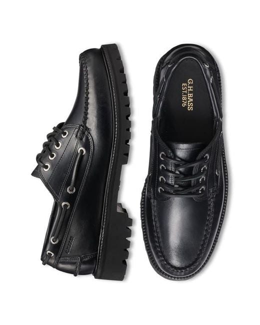 G.H.BASS Black Ranger Camp Moc Toe Loafer for men