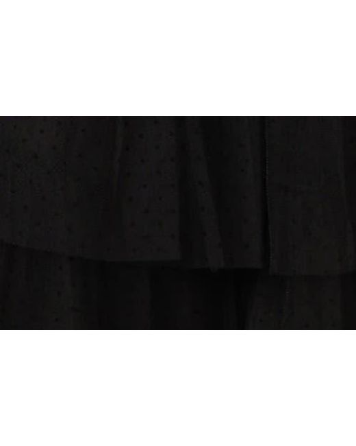 Petal & Pup Women's Black Belle Swiss Dot Tulle Tiered Maxi Dress