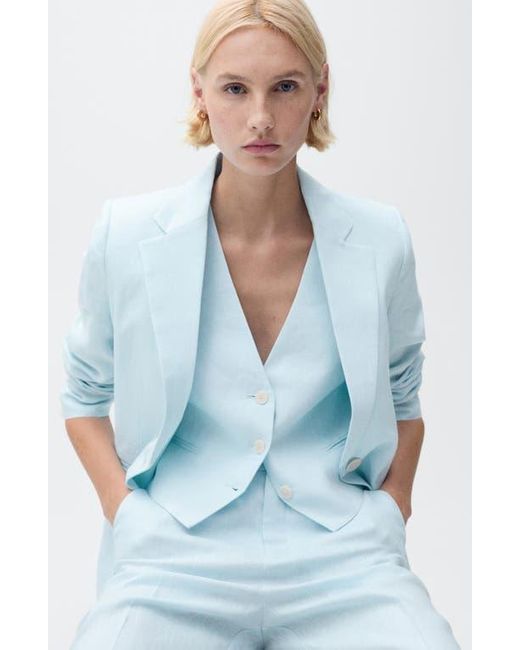 Mango Blue Boreli Linen Blazer