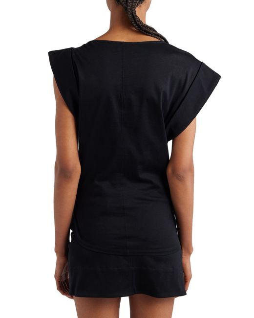 Isabel Marant Black Maisan Draped Asymmetric Cotton T-shirt