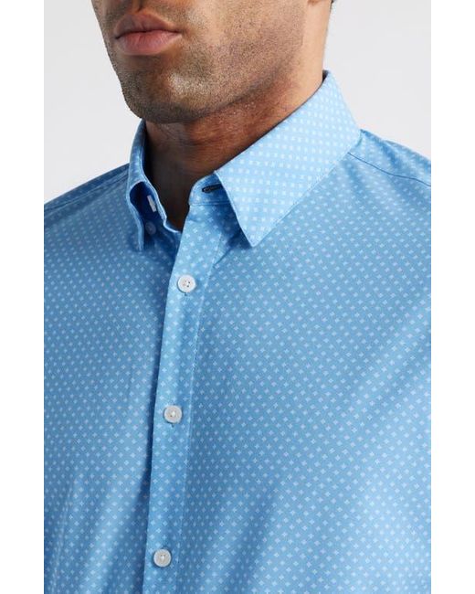 Mizzen+Main Blue Leeward Trim Fit Neat Star Print Stretch Button-Up Shirt for men