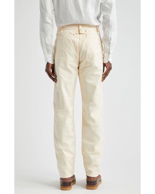 Drake's Natural Cotton & Linen Canvas Carpenter Pants for men