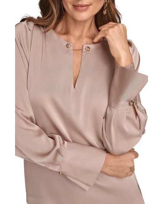 Donna Karan Natural Chain Detail Long Sleeve Top