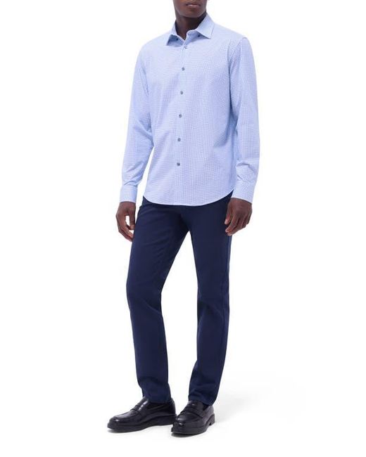 Bugatchi Blue Jules Ooohcotton Dot Print Button-Up Shirt for men