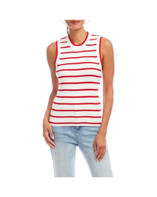 Karen Kane Red Stripe Rib Sweater Tank