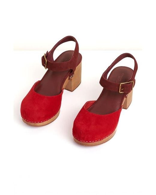 Charlotte Stone White Maud Ankle Strap Platform Clog