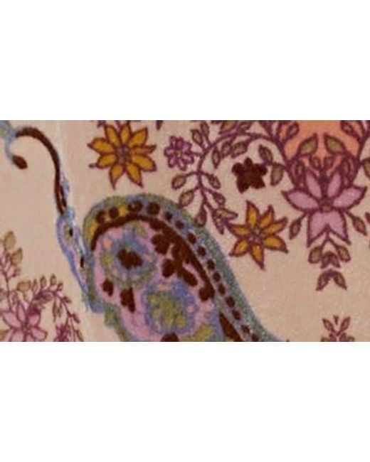 Free People Multicolor Maye Print Puff Sleeve Velvet Tunic Top