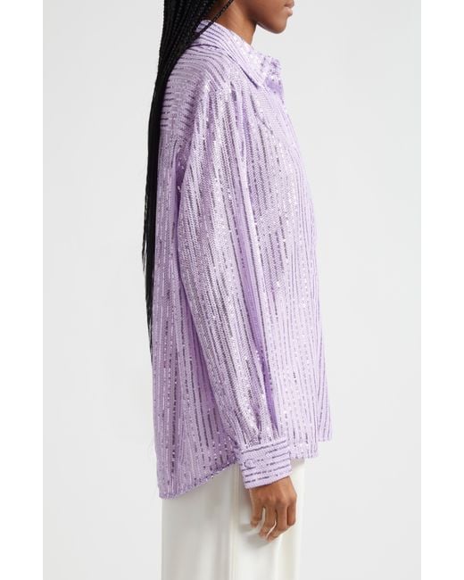 Stine Goya Purple Edel Sequin Stripe Button-up Shirt
